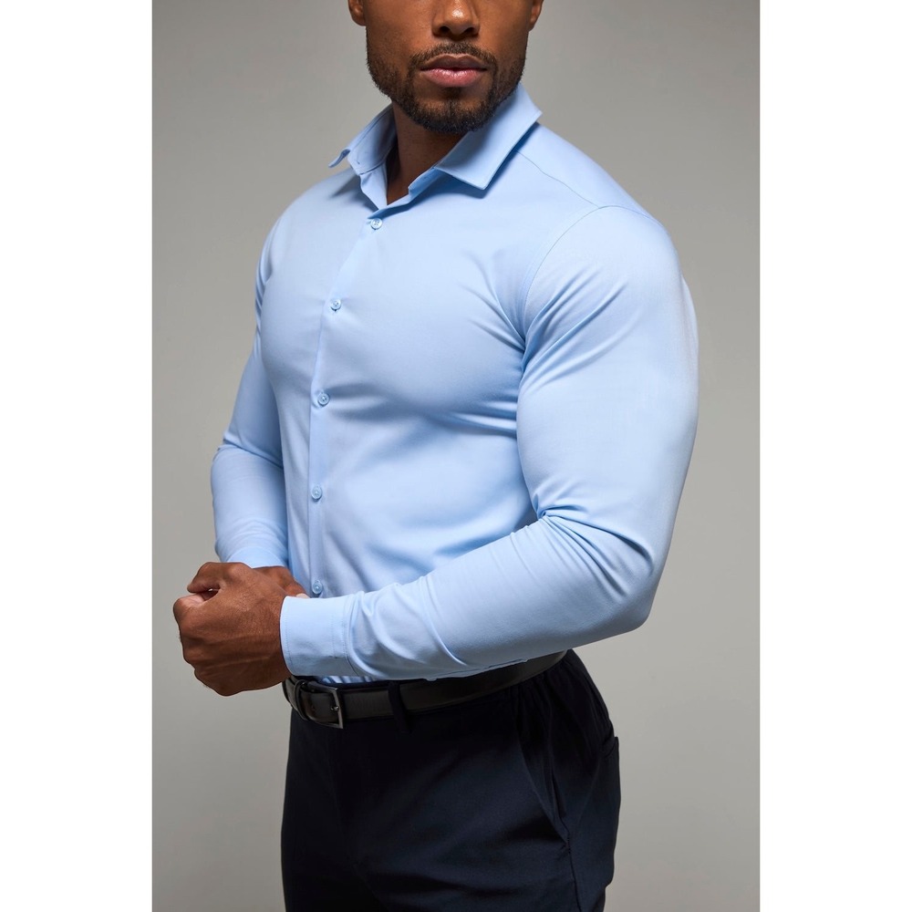 Tailored Athlete Essential Dress Shirt Light Blue Muscle Fit Mens Large NWT